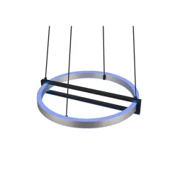 Suspension Trio Thompson Led Aluminium Brosse, 1 Lumiere, Telecommandes, Changeur De Couleurs