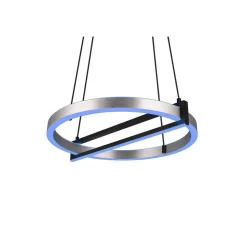 Suspension Trio Thompson Led Aluminium Brosse, 1 Lumiere, Telecommandes, Changeur De Couleurs