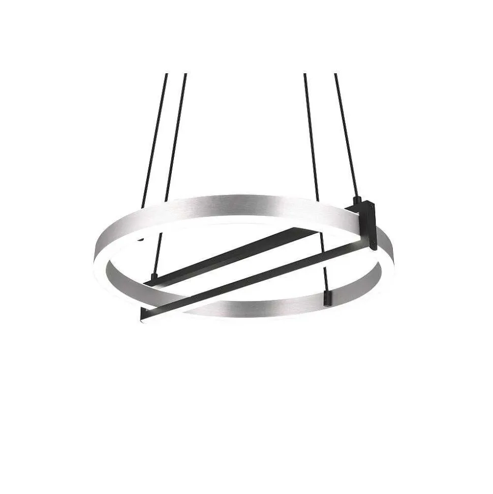 Suspension Trio Thompson Led Aluminium Brosse, 1 Lumiere, Telecommandes, Changeur De Couleurs