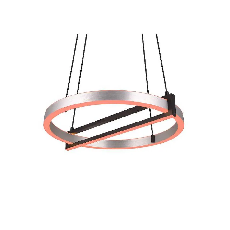 Suspension Trio Thompson Led Aluminium Brosse, 1 Lumiere, Telecommandes, Changeur De Couleurs