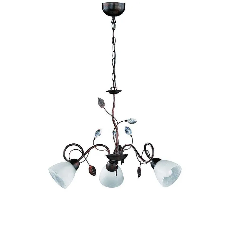 Suspension Trio-Leuchten Traditio Brun Fonce, Rouille, 3 Lumieres