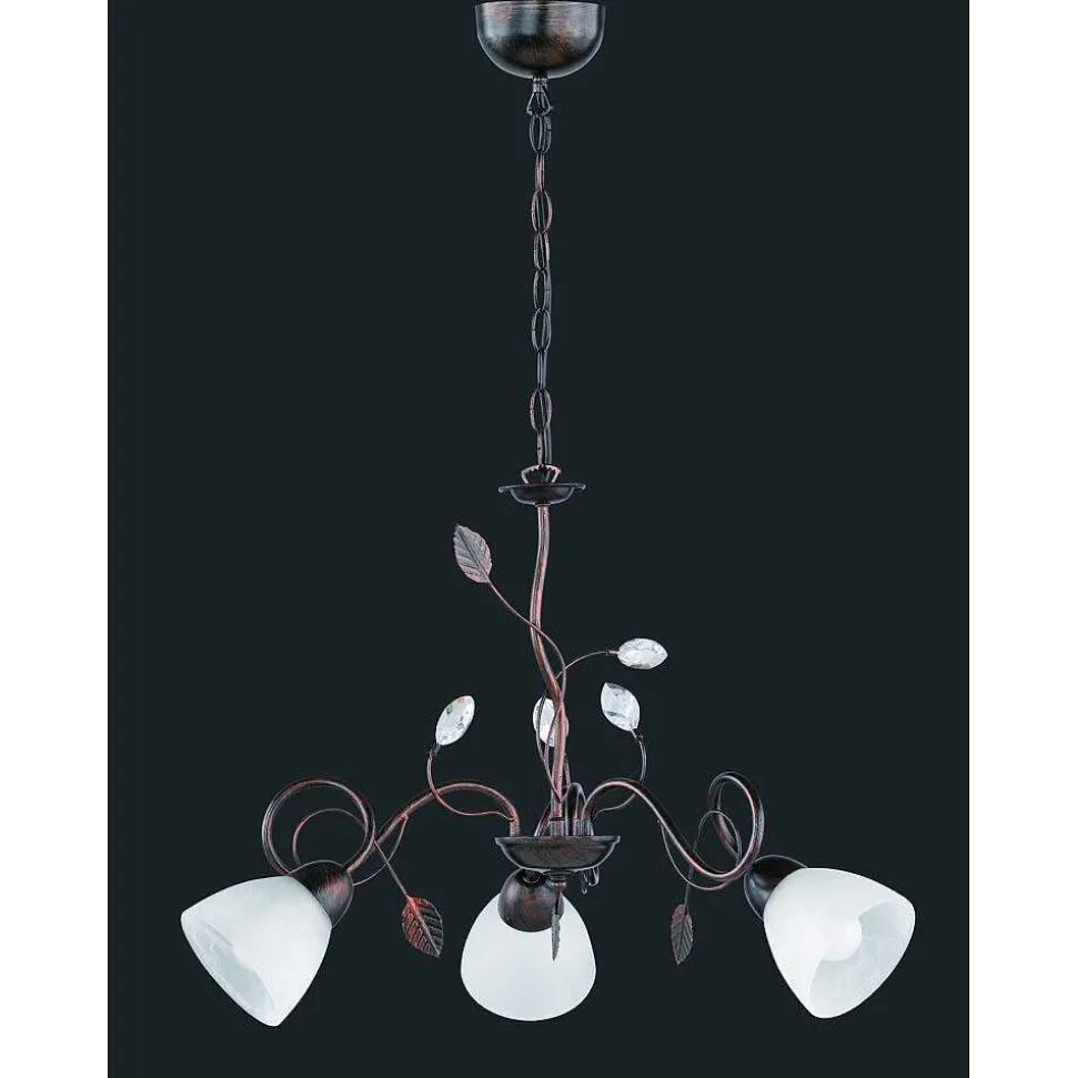 Suspension Trio-Leuchten Traditio Brun Fonce, Rouille, 3 Lumieres