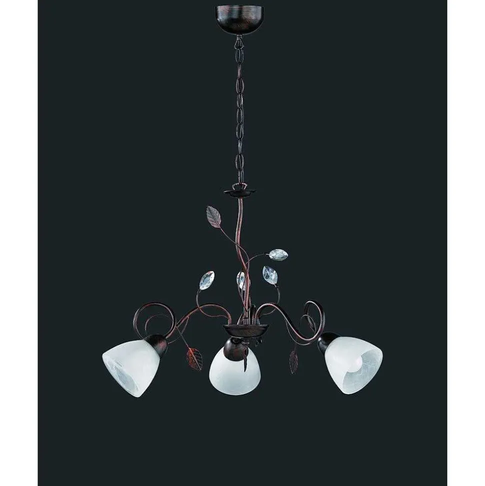 Suspension Trio-Leuchten Traditio Brun Fonce, Rouille, 3 Lumieres