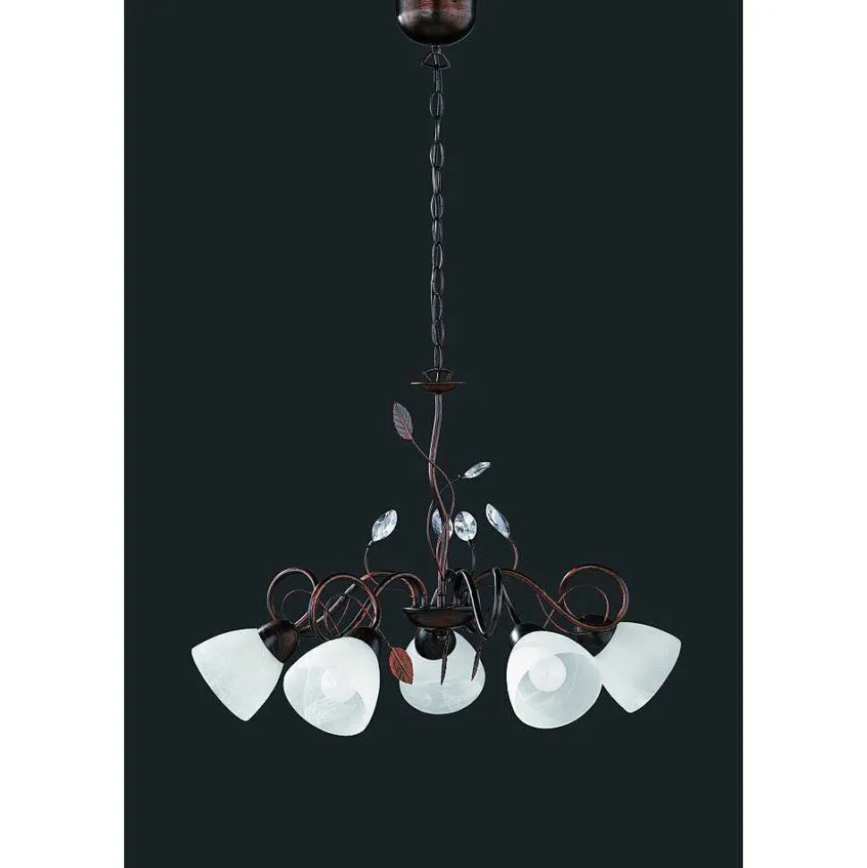 Suspension Trio-Leuchten Traditio Brun Fonce, Rouille, 5 Lumieres