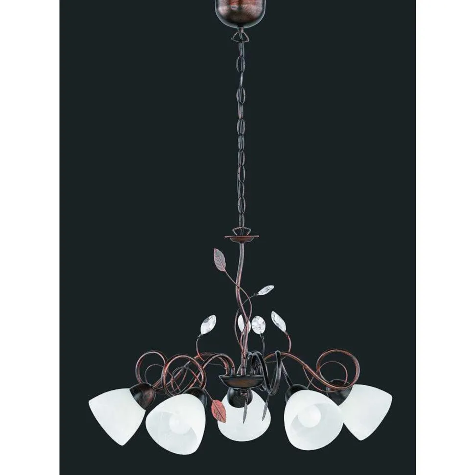 Suspension Trio-Leuchten Traditio Brun Fonce, Rouille, 5 Lumieres