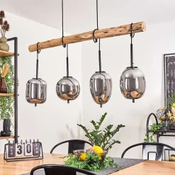 Suspension Verbania Ecru, Noir, 4 Lumieres