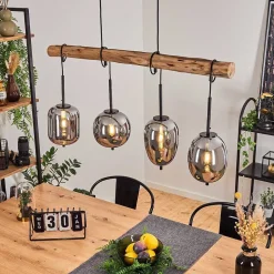 Suspension Verbania Ecru, Noir, 4 Lumieres