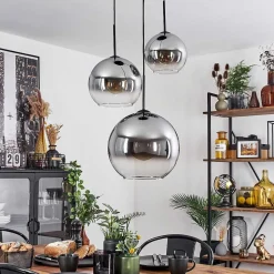 Suspension Verre 20 Cm, 25 Cm, 30Cm Koyoto Clair, Fume, 3 Lumieres