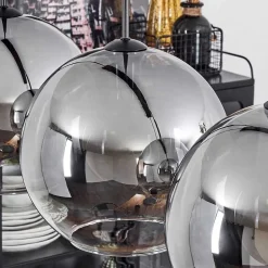 Suspension Verre 30 Cm Koyoto Clair, Fume, 4 Lumieres