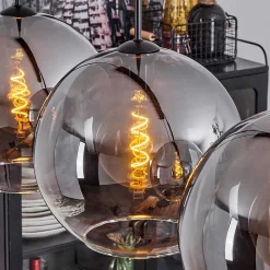 Suspension Verre 30 Cm Koyoto Clair, Fume, 4 Lumieres