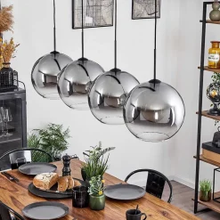 Suspension Verre 30 Cm Koyoto Clair, Fume, 4 Lumieres