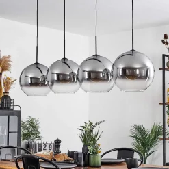 Suspension Verre 30 Cm Koyoto Clair, Fume, 4 Lumieres