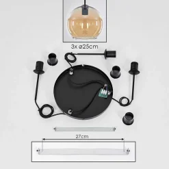 Suspension Verre 25 Cm Koyoto Ambre, 3 Lumieres