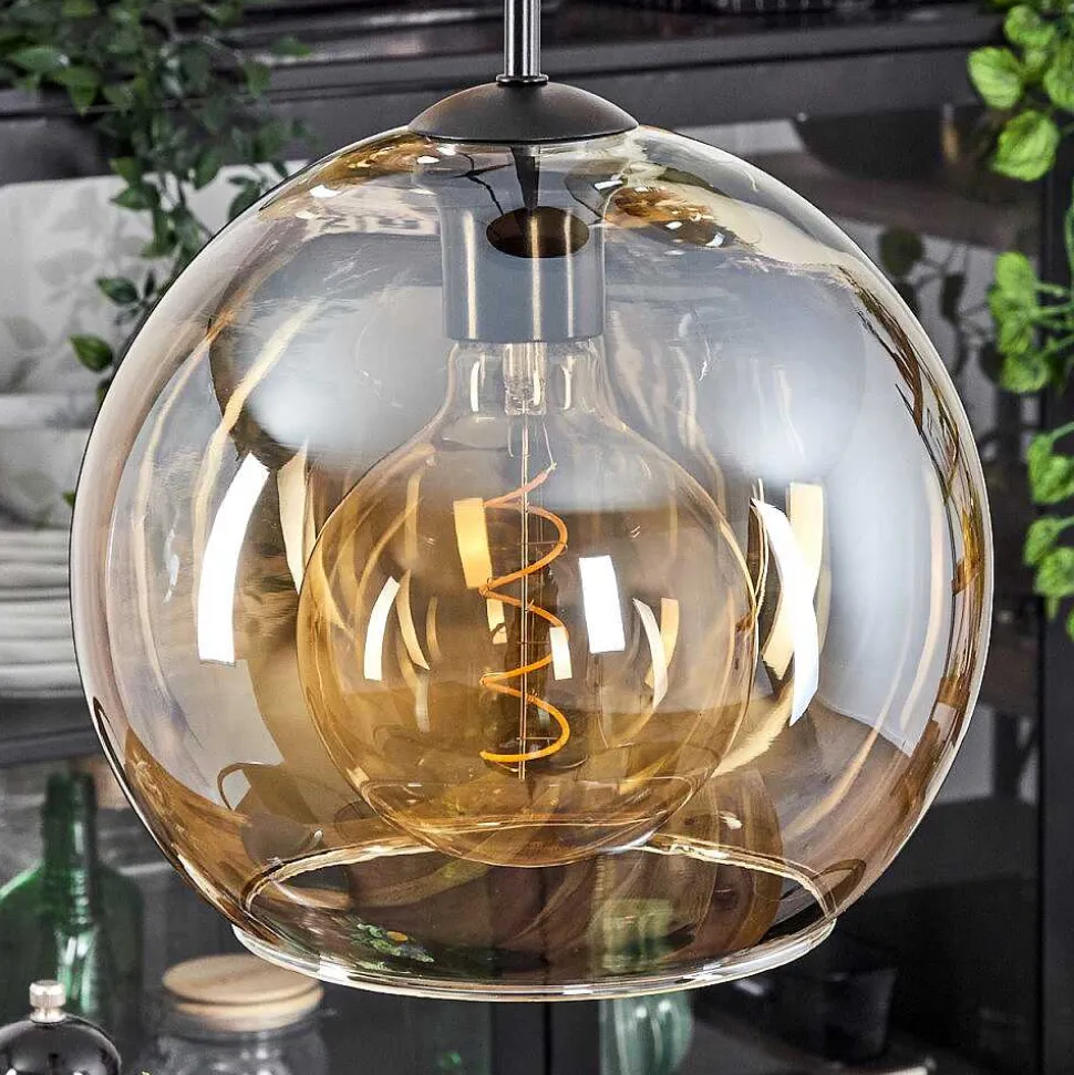 Suspension Verre 25 Cm Koyoto Ambre, 3 Lumieres