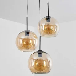 Suspension Verre 25 Cm Koyoto Ambre, 3 Lumieres