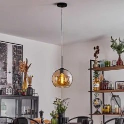 Suspension Verre 25 Cm Koyoto Ambre, 1 Lumiere