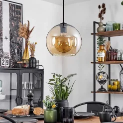 Suspension Verre 25 Cm Koyoto Ambre, 1 Lumiere