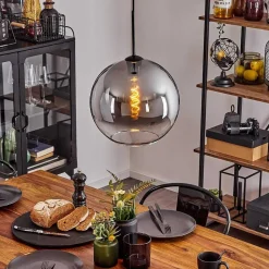 Suspension Verre 30 Cm Koyoto Clair, Fume, 1 Lumiere