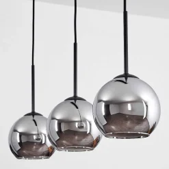 Suspension Verre 15 Cm Koyoto Chrome, Fume, 3 Lumieres