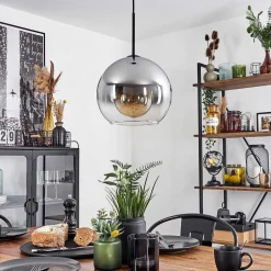 Suspension Verre 25 Cm Koyoto Clair, Fume, 1 Lumiere