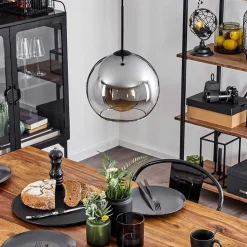 Suspension Verre 25 Cm Koyoto Clair, Fume, 1 Lumiere