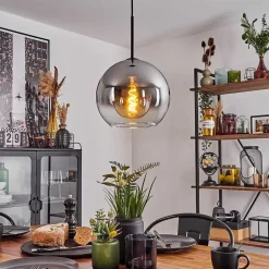 Suspension Verre 25 Cm Koyoto Clair, Fume, 1 Lumiere