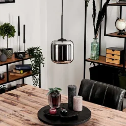 Suspension Verre 15 Cm Lauden Chrome, Fume, 1 Lumiere