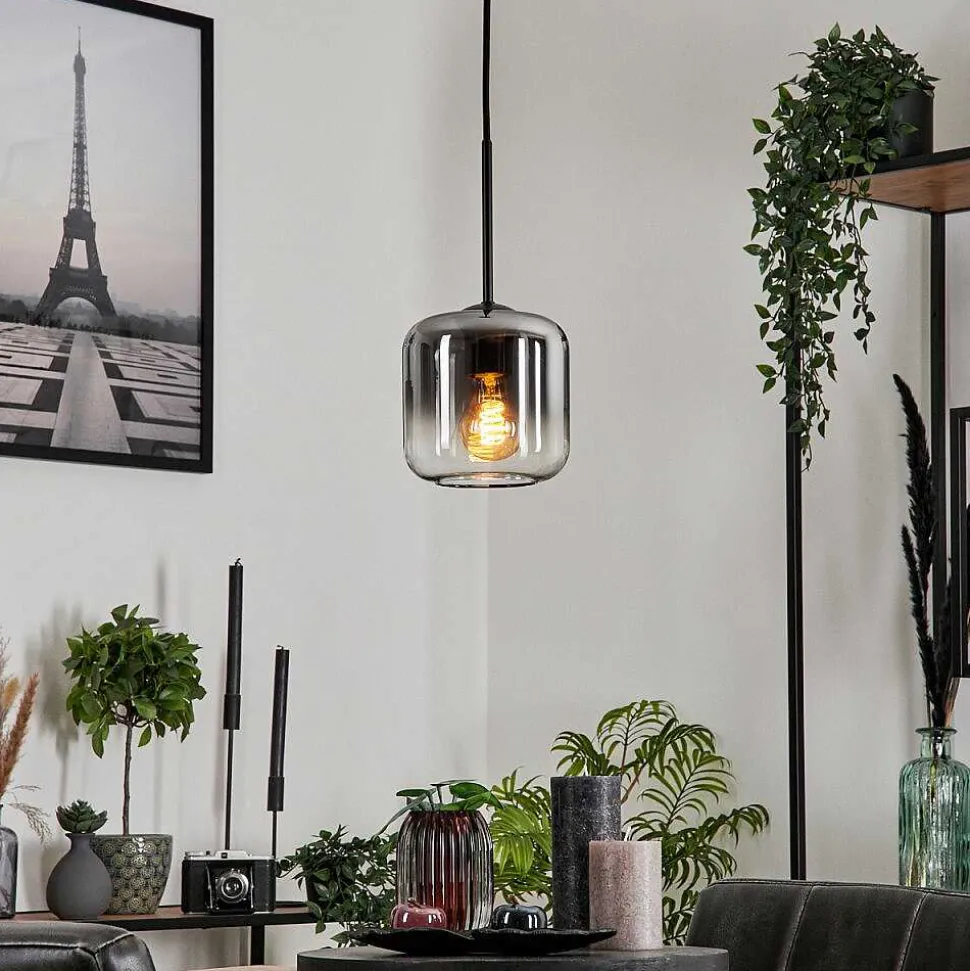 Suspension Verre 15 Cm Lauden Clair, Fume, 1 Lumiere