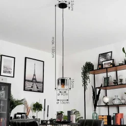 Suspension Verre 15 Cm Lauden Clair, Fume, 1 Lumiere