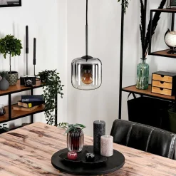 Suspension Verre 15 Cm Lauden Clair, Fume, 1 Lumiere