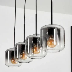 Suspension Verre 15 Cm Lauden Clair, Fume, 4 Lumieres