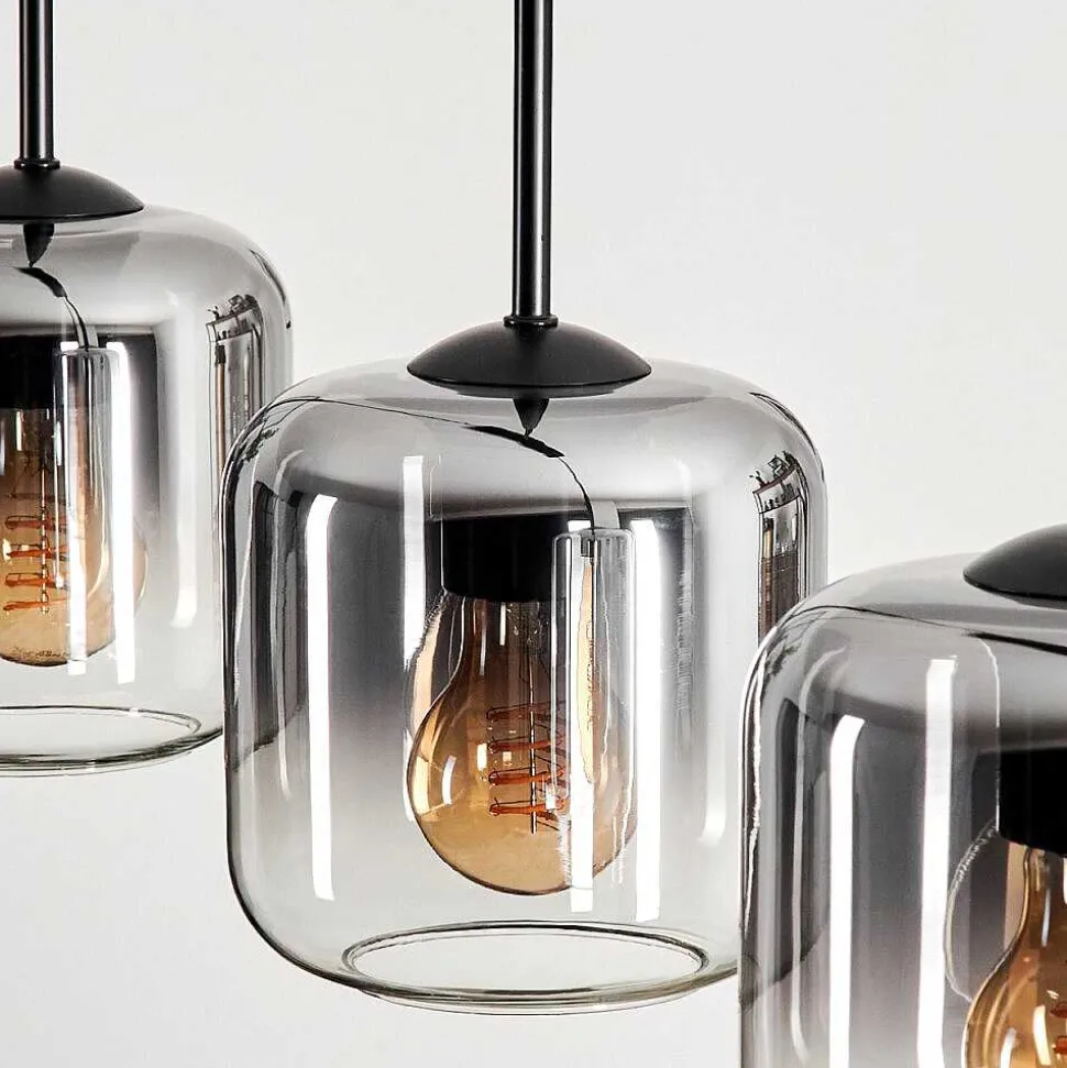 Suspension Verre 15 Cm Lauden Clair, Fume, 4 Lumieres