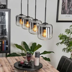 Suspension Verre 15 Cm Lauden Clair, Fume, 4 Lumieres