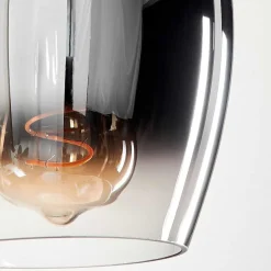 Suspension Verre 15Cm Vevino Chrome, Clair, Fume, 1 Lumiere