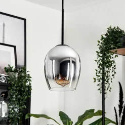 Suspension Verre 15Cm Vevino Chrome, Clair, Fume, 1 Lumiere