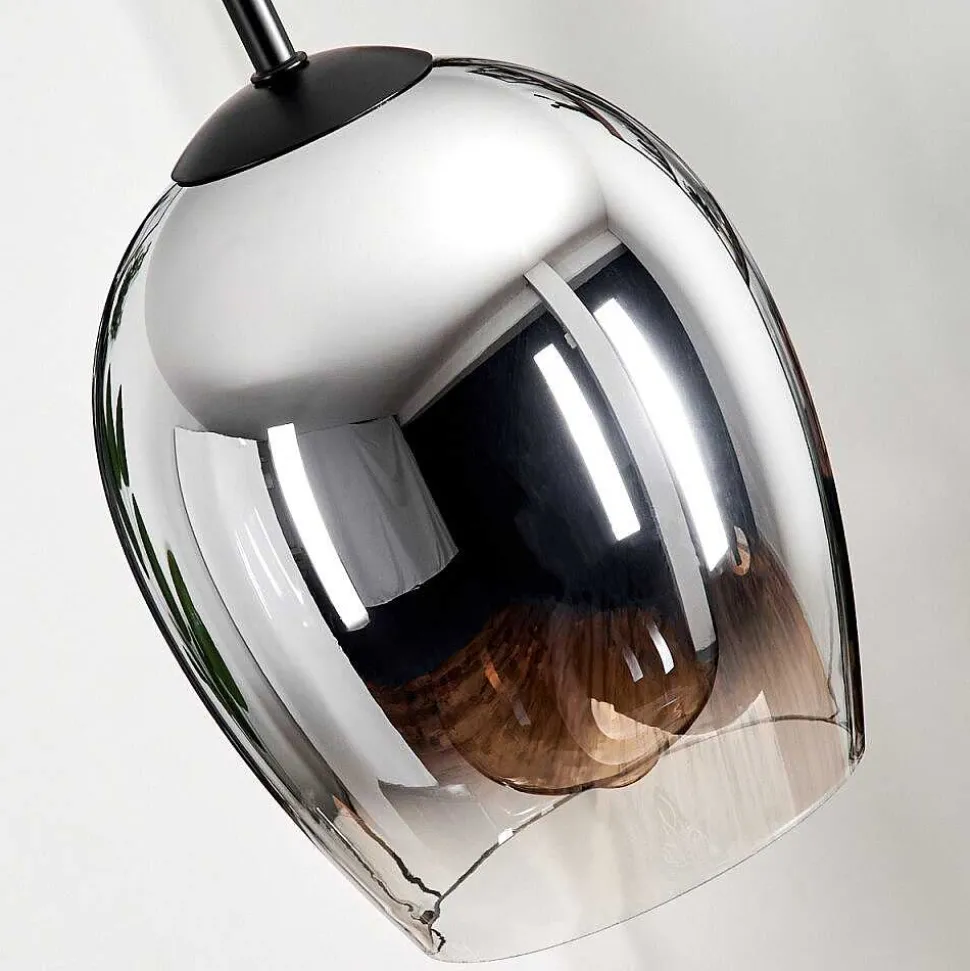 Suspension Verre 15Cm Vevino Chrome, Clair, Fume, 1 Lumiere
