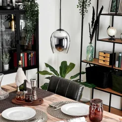 Suspension Verre 15Cm Vevino Chrome, Clair, Fume, 1 Lumiere