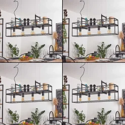 Suspension Victorine Chrome, Noir, 4 Lumieres