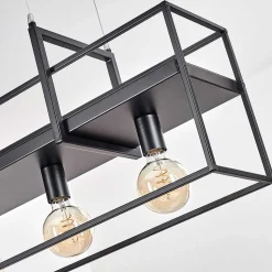 Suspension Victorine Chrome, Noir, 4 Lumieres