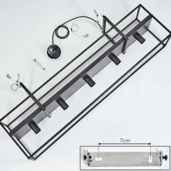 Suspension Victorine Chrome, Noir, 5 Lumieres