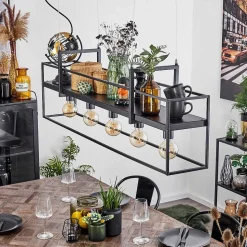 Suspension Victorine Chrome, Noir, 5 Lumieres