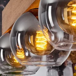 Suspension Vouhet Brun, Couleur Bois, Noir, 5 Lumieres