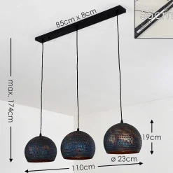Suspension Wildervanksterdallen Noir, 3 Lumieres