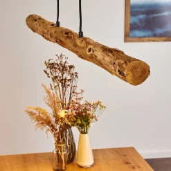 Suspension Winterthur Led Bois Clair, Noir, 1 Lumiere