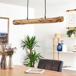 Suspension Winterthur Led Bois Clair, Noir, 1 Lumiere