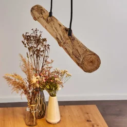 Suspension Winterthur Led Bois Clair, Noir, 1 Lumiere