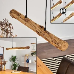 Suspension Winterthur Led Bois Clair, Noir, 1 Lumiere