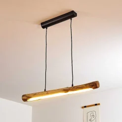 Suspension Winterthur Led Bois Clair, Noir, 1 Lumiere