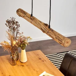 Suspension Winterthur Led Bois Clair, Noir, 1 Lumiere