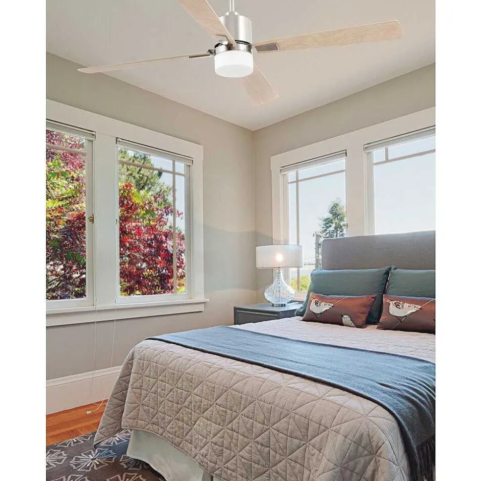 Ventilateur De Plafond A Lampe Faro Barcelona Palk Nickel Mat, 2 Lumieres